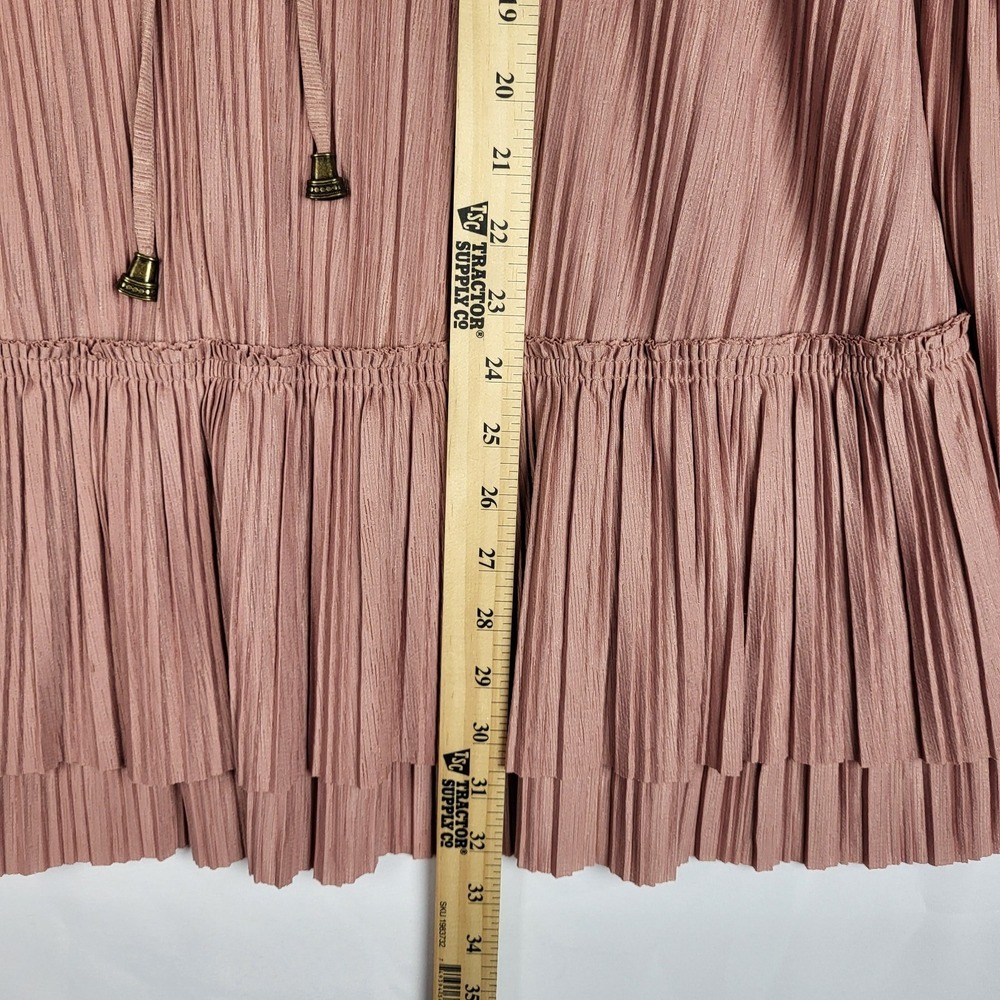 Free People Can't Help It Pleated Swing Dress Size XS Dusty Rose Tassels Flare - Picture 9 of 14